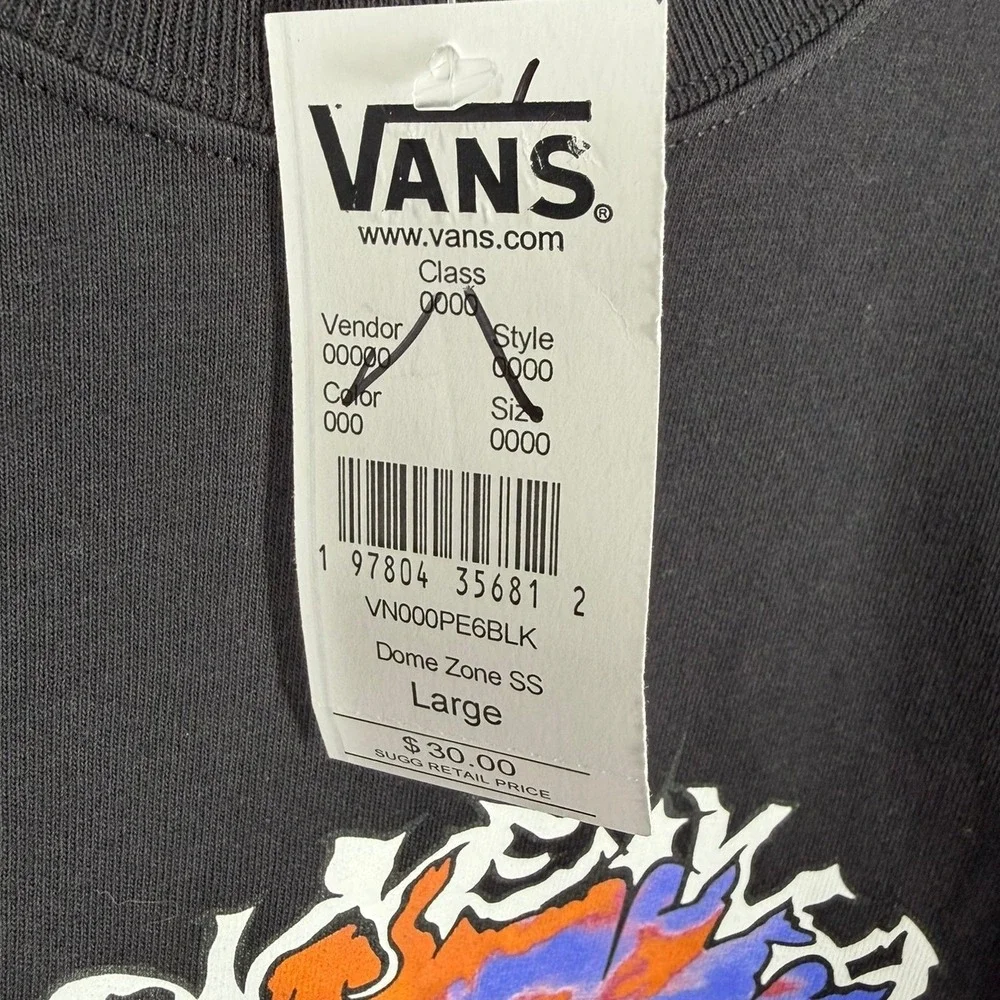 Vans Mens Dome Zone Short Sleeve Graphic T-Shirt Black Skull Sunset Loose Fit Lg